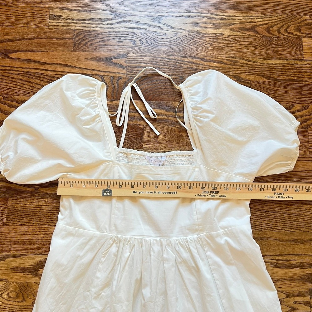 Draper James NWT 100% Cotton White Puff Sleeve Smocked Mini Dress Sz. Small - Picture 2 of 10